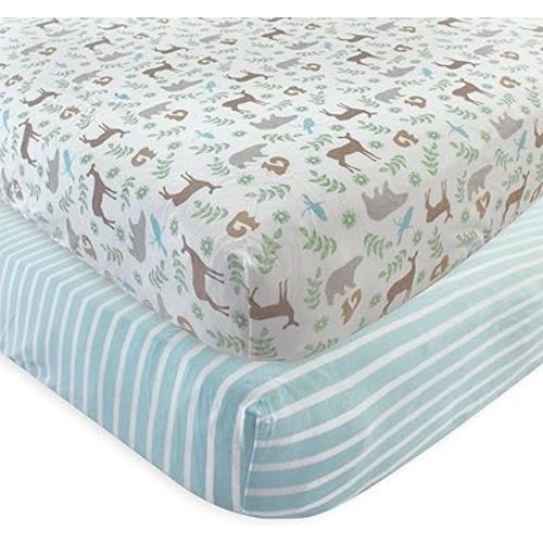 Touched by Nature Unisex Baby and Toddler Organic Cotton Crib Sheet, Forest, One Size