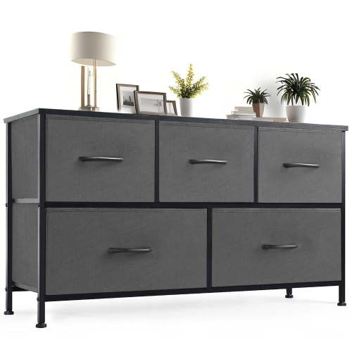 Gianna Dresser for Bedroom with 5 Drawers, Fabric Cabinet, Storage Organizer Units Furniture, Grey