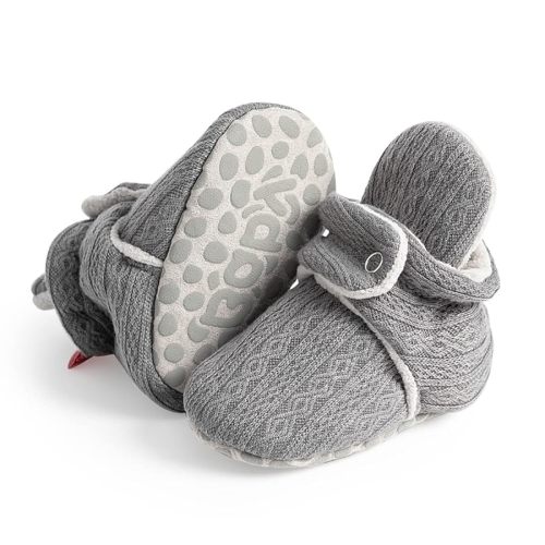 HsdsBebe Unisex Newborn Baby Cotton Booties Non-Slip Sole for Toddler Boys Girls Infant Winter Warm Fleece Cozy Socks Shoes