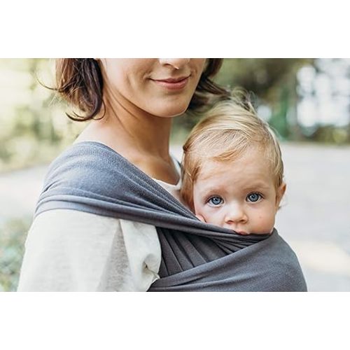 Boba Baby Wrap Carrier Newborn to Toddler - Stretchy Baby Wraps Carrier - Baby Sling - Hands-Free Baby Carrier Wrap - Baby Carrier Sling - Baby Carrier Newborn to Toddler 7-35 lbs (Organic Dark Grey)