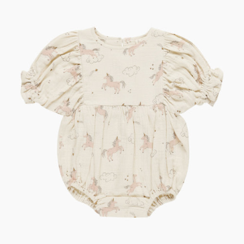 Quincy Mae Cosette Romper - Natural, 0-3 M