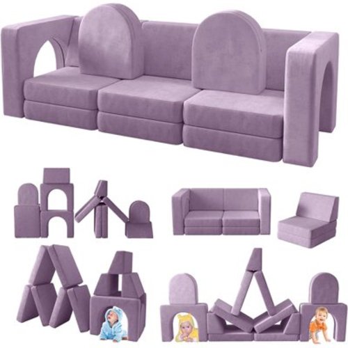13 Pcs Toddler Sofa for Kids, Linor Modular Kids Couch for Playroom, Kids Play Couch for toddlers 1-3, Kids Sofa Couch, Kids Modular Play Couch, Blueberry