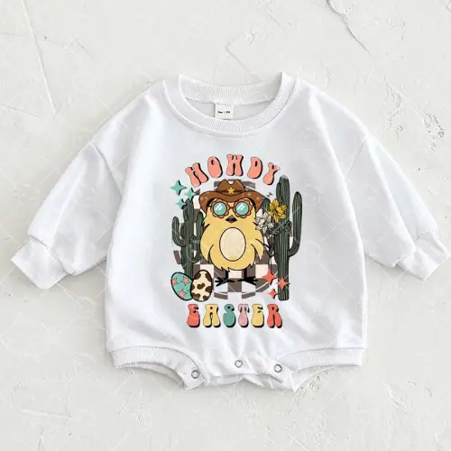 Baby Howdy Easter Print Romper
