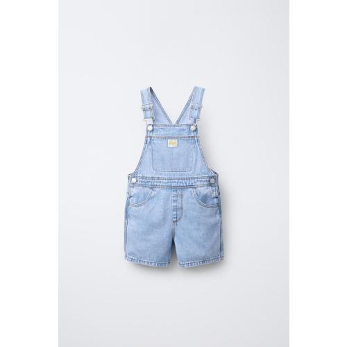 DENIM OVERALL SHORTS - Light blue | ZARA United States