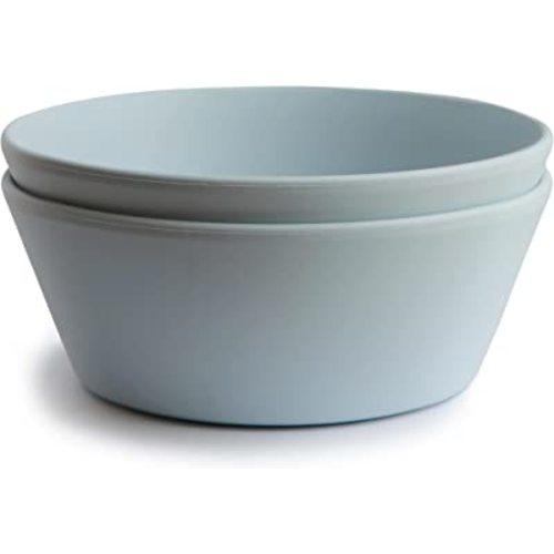 mushie Round Dinnerware Bowls for Kids | Made in Denmark, Set of 2 (Powder Blue)