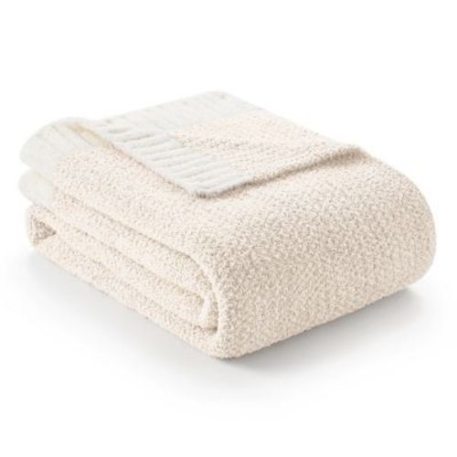 Snuggle Sac Soft Reversible Throw Blanket Knitted Blanket Cozy Bedding Blankets