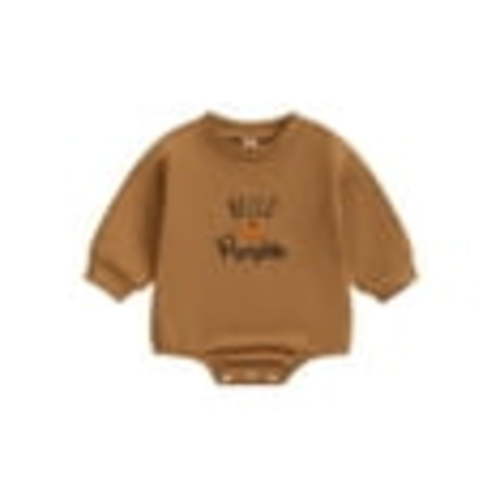 Newborn Baby Girls Boys Halloween Romper Long Sleeve Pumpkin Embroidery Casual Playsuit Fall Sweatshirt