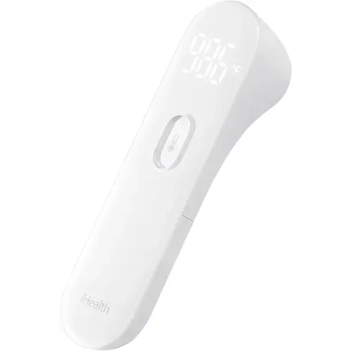 iHealth No-Touch Forehead Thermometer, Infrared Digital Thermometer for Adults and Kids, Touchless Baby Thermometer, 3 Ultra-Sensitive Sensors, Large LED Digits, Quiet Vibration Feedback, Non Contact