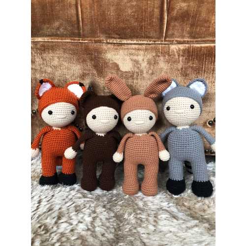 Peter Pan Lost Boys Animal Crochet Kid Baby Gift, Peter Pan Characters Amigurumi Toy Doll Gift for Nursery