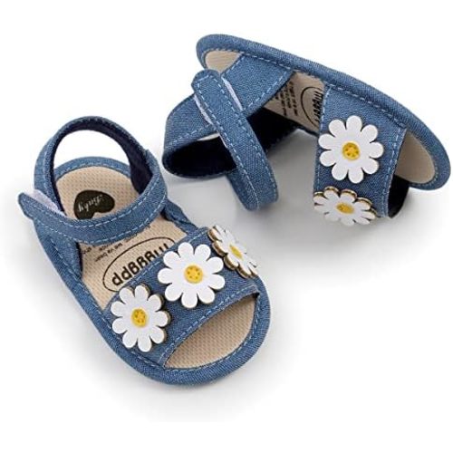 GDSDYM Infant Baby Girls Summer Sandals with Flower Bowknot Soft Sole Wedding Dress Flats Newborn First Walkers Crib Dress Shoes
