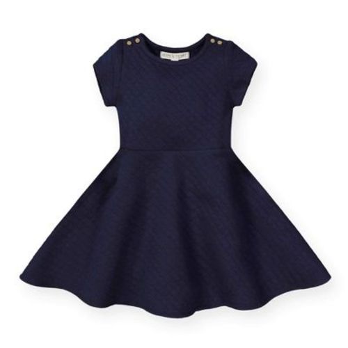 Hope & Henry Girls' Quilted Matelasse Dress (navy, 12-18 Months)