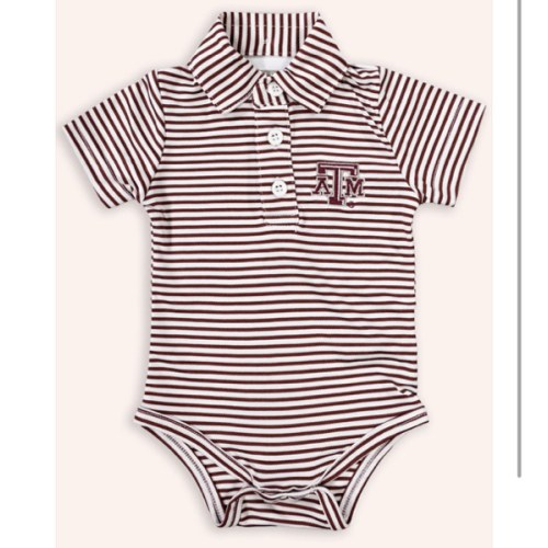 Texas A&M Infant Striped Bodysuit Polo