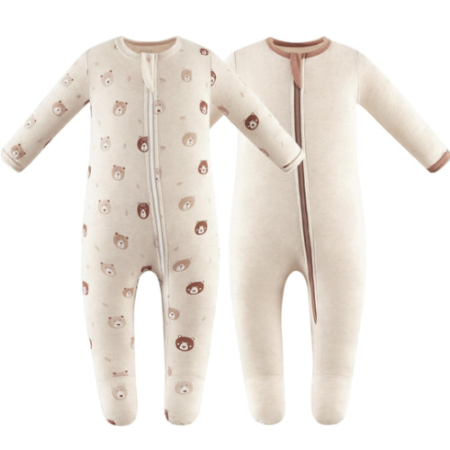 Owlivia Organic Cotton Baby Pajamas, Boys Girls Zip Front Sleep 'N Play Pjs, Footed Sleeper, Long Sleeve