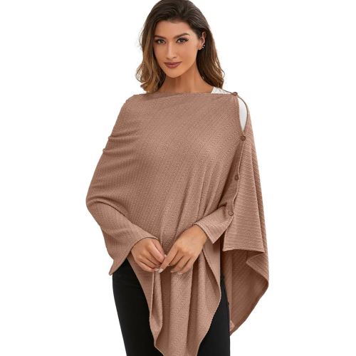 Nursing Cover for Baby Breastfeeding, Organic Cotton Knit Breastfeeding Cover, Warm Cozy Swaddle, Breathable and Soft, Wide Neck with Stretch for Easy View (Chestnut)