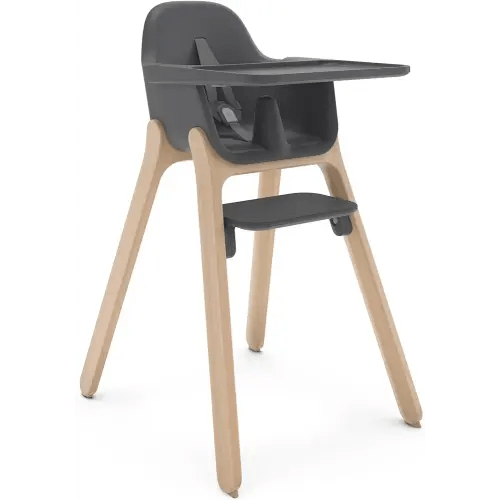 UPPAbaby Ciro High Chair/Sleek, Easy-to-Clean Design/Perfect-Fit Tray to Bring Baby to Table/Patent-Pending Harness/Dual-Position, 180-Degree Rotating Footrest/Jake (Charcoal/Rubberwood)
