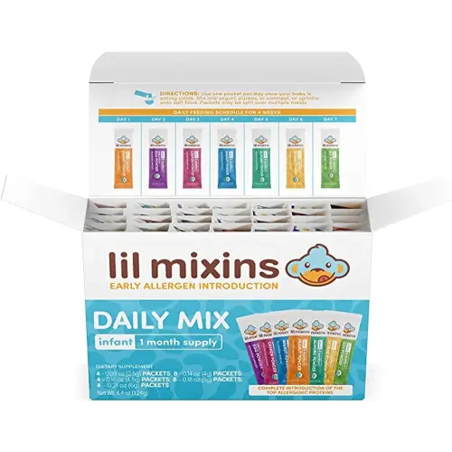 Lil Mixins Early Allergen Introduction Mix-ins, Daily Mix | Peanut, Egg, Cashew, Walnut, Almond, Soy, Sesame Mix-Ins for Ages 4-12 Mo. Old, 1 Month Supply