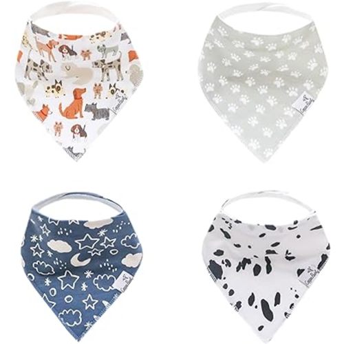 Copper Pearl Baby Bandana Bibs - 4 Pack Soft Cotton Bibs for Drooling & Teething, Absorbent, Adjustable Fit, Many Styles