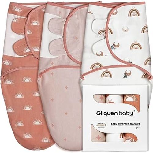 3-Pack Organic Baby Swaddle Sleep Sacks for Newborn - Baby Swaddles 0-3 Months, Baby Swaddle Sack, Rainbow & Sun, Baby Swaddle Blanket Wrap (Small/Medium)