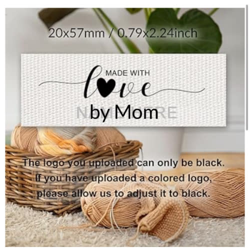 Custom Cotton Tags Fabric Labels, Personalized Sewing Labels for Handmade Items, Made with Love Sewing Tags, Ideal for Quilters,Knitters,Crafters,Machine Washable (40Pack, 20x57mm)