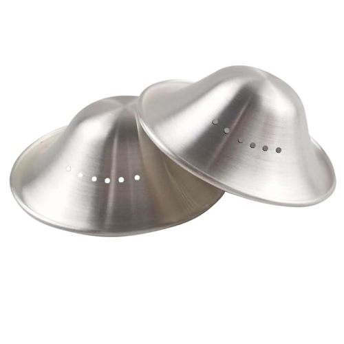 The Original Silver Nursing Cups, Silver Nipple Shields for Breastfeeding, Nipple Guards Protector for Nursing Newborn – Perforated Design – 999 Silver (Small)