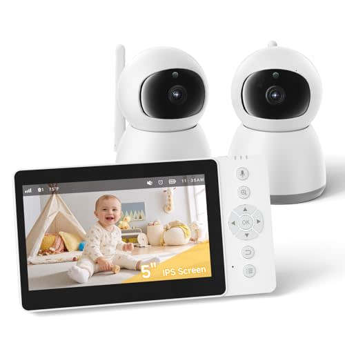 Baby Monitor, Baby Monitor with Camera and Audio, Secure No WiFi, Pan Tilt Video Camera with Night Vision, VOX, 2-Way Talk, 1300ft, Portable Video Audio Monitor Ideal for Baby/Elderly/Pet
