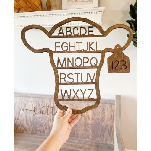 COW Wooden Alphabet Sign • Farm Nursery Decor • PlayRoom Sign • ABC Sign • Farm Theme • Kids Room Decor • Kids Bedroom Decor • Nursery Decor