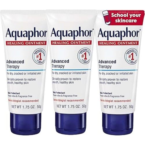 Aquaphor Advanced Therapy Healing Ointment, Hypoallergenic, Fragrance Free Body Moisturizer for Dry Skin and Minor Wound Care, Travel Size Skin Care Set, 1.75 Oz Tube, Pack of 3