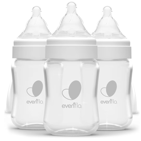 Evenflo 3pk Balance Wide-Neck Anti-Colic Baby Bottles Glass - 6oz: BPA-Free, Level 1 Slow Flow, 3-Pack