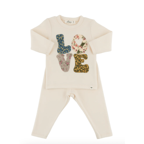 oh baby! Two Piece Set - Stacked LOVE Floral - Natural