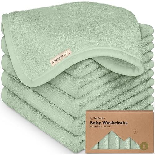 6-Pack Baby Washcloths - Soft Viscose from Bamboo Washcloth, Baby Wash Cloths for Newborn, Kids, Bath Baby Towels, Face Towel, Face Cloths for Washing Face (Pistachio)