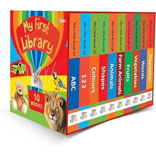 My First Library Boxset of 10 Board Books for Kids, Babies, Toddlers (Ages 1–3) Learn ABC, Numbers, Colors, Animals & More Learning (English Edition) Mini Book Gift Set Baby Showers, Birthdays & Preschool
