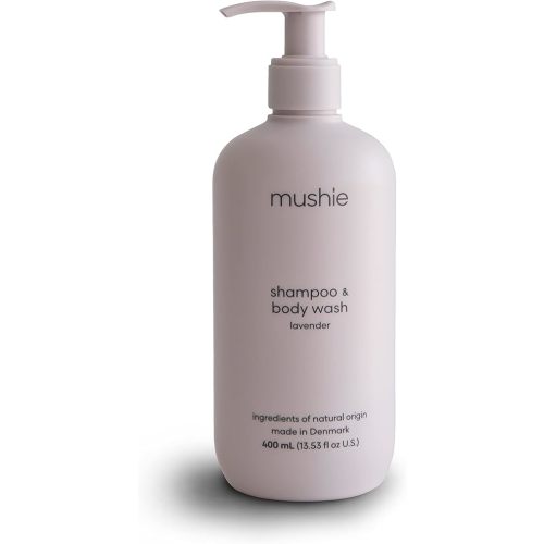 mushie Baby Shampoo & Body Wash | Gentle Formula for Delicate Skin | Certified Organic | Made in Denmark, 13.53 fl oz (Lavender)