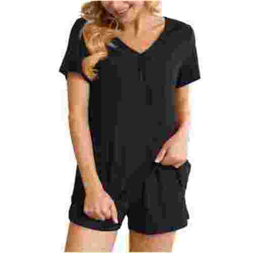 Summer Savings Clearance! yievot Women's Pajama Set Soft Short Sleeve Top With Shorts Solid Color Loungewear Sleepwear Pajamas