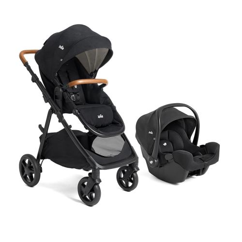 Ginger and Rue Travel System – 4-in-1 Travel System with Lightweight Baby Car Seat and an Included Anti-Rebound Base for Easy Install and Pramette Stroller (Shale)