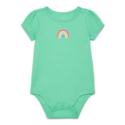 Wonder Nation Baby Girl Short Sleeve Bodysuit, Sizes 0-24 Months
