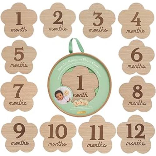 Kate & Milo Flower Milestone Props, Double-Sided Baby Announcement Discs, Baby Girl Announcement, Photo Prop for Monthly Pregnancy Journey and Baby Milestones, 1-12 Months