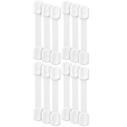 Bates- Child Safety Strap Locks, 12 Pack, White Baby Cabinet Locks, Toilet Locks Baby Proof, Child Proof Drawer Locks, Cabinet Baby Locks for Cabinets, Child Proof Cabinet Locks, Drawer Child Locks