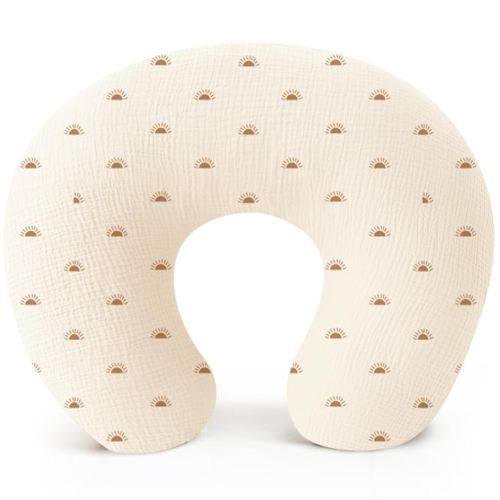 Konssy Muslin Nursing Pillow Covers, 100% Cotton Soft & Adorable Covers for Breastfeeding Pillows, Slipcovers for Newborn Baby Boys & Girls