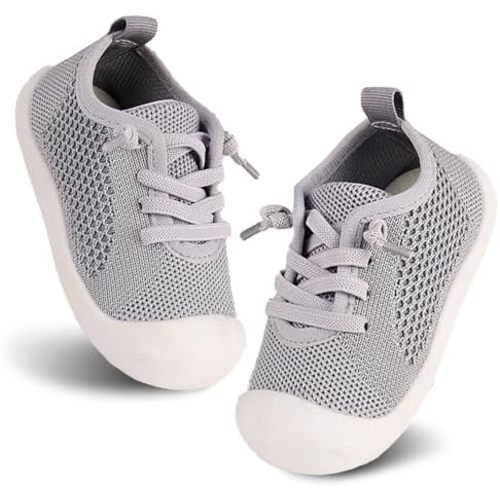 Baby Girl&Boy Toddler First Walking Shoes 6-12 Months Size 3 Black Barefoot Slip On Wide Toe Box Shoes Soft Footmates Casual Tennis Indoor Flexible Learning to Walk Rubber Sneakers