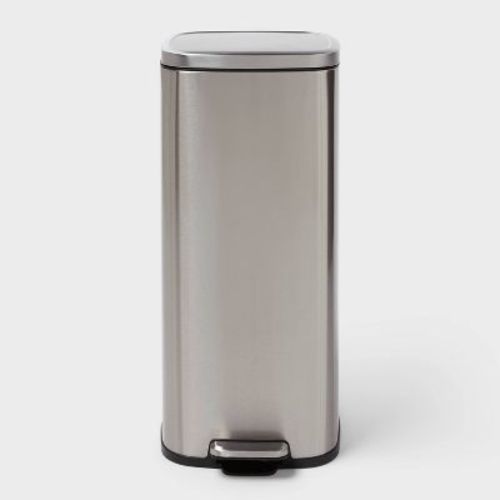 30L Soft Square Step Trash Can Silver - Brightroom™