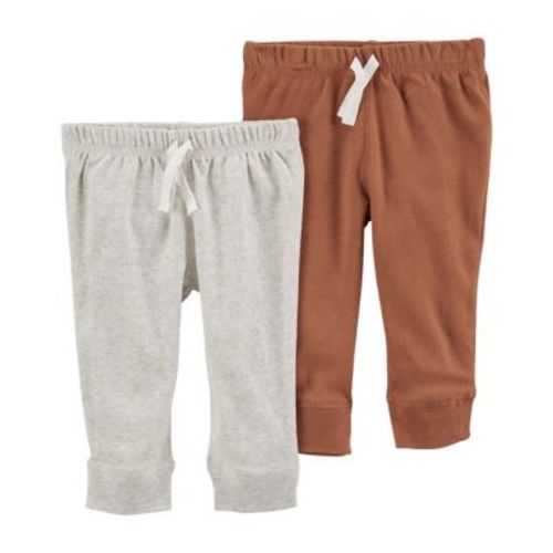carter's® Size 3M 2-Pack Cotton Pull-On Pants in Grey/Brown - BROWN - 3 MONTHS
