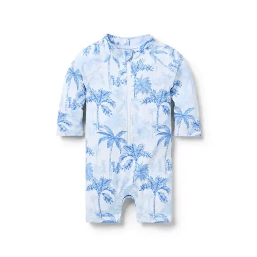 Baby Recycled Palm Toile Rash Guard Swimsuit