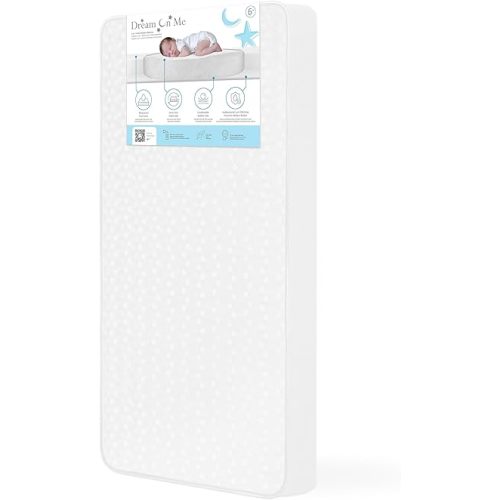 Dream On Me Breathable 6” Full Size Firm Fiber Crib and Toddler Bed Mattress | Greenguard Gold Certified | Certi-PUR US Layers | Breathe-Flow Technology | Waterproof Cover |