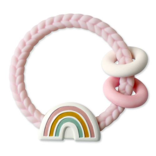 Itzy Ritzy Ring Rattle & Teether - Rainbow Pink