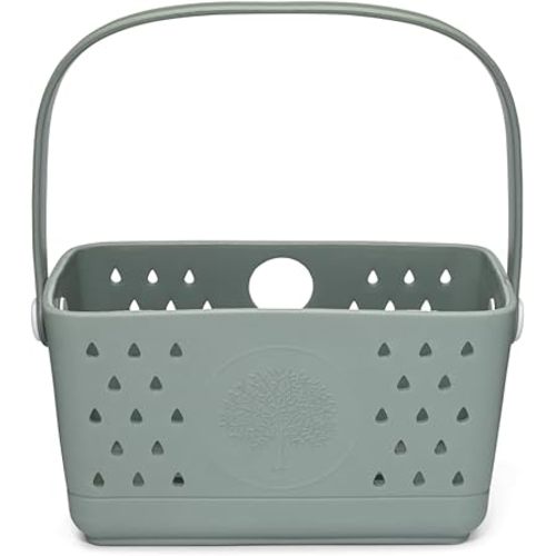 Parker Baby Bath Caddy | BPA Free & Food Grade Shower Caddy Organizer for Toys & Supplies | Quick-Dry, Sturdy & Perfect Size Shower Basket w/ Handle in Neutral Colors