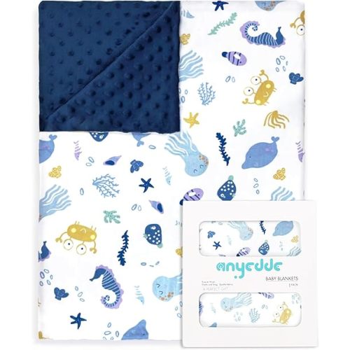 Baby Blankets Super Soft for Boys Girls - Underwater World Minky Baby Blanket, with Double Layer Unisex Newborn Travel Blanket for Toddler Nursery (30 x 40 Inch)