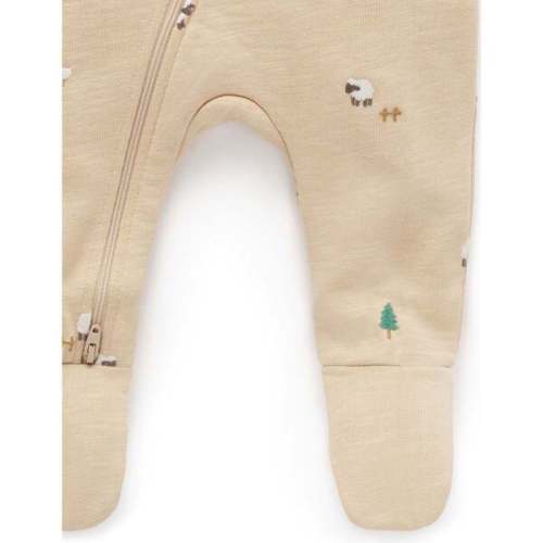 Embroidered Fleece Growsuit Farm Friends Broderie - Purebaby | Maisonette