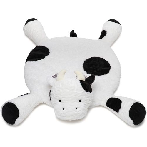 Bearington Collection Lil' Gilly (30 Inch) Cow Tummy Time Mat - Cow Baby Blanket - Pillow for Baby