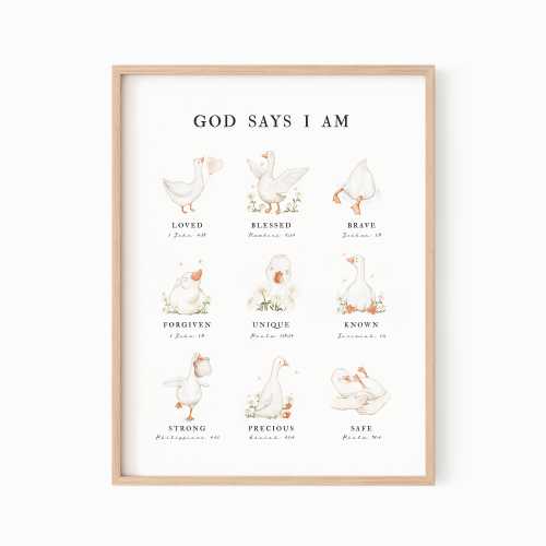 God Says I am Silly Goose Poster, Affirmation Wall Art for Kids, Bible Verse Room Decor, Christian Nursery Decor [ DIGITAL DOWNLOAD ]