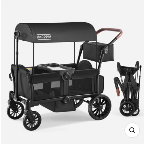 HARPPA Rori | All-Terrain Wagon Stroller for 2 with Canopy – Foldable 2-Seat Wagon for Beach, Park & Camping Adventures